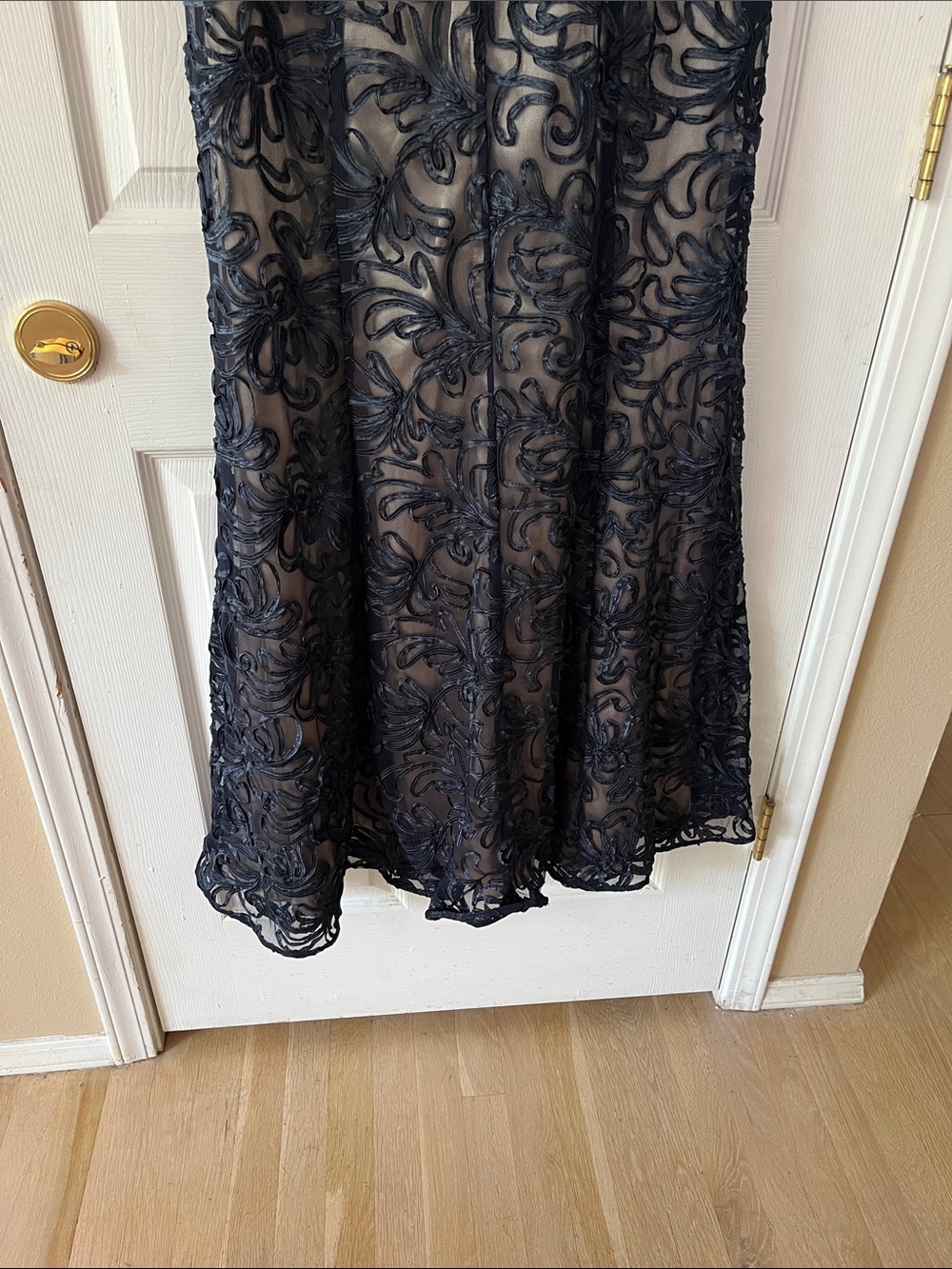 Sleeveless Navy Embroidered Maxi Dress with Sheer Yoke - Picture 6 of 7
